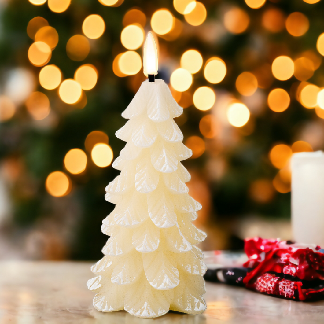 Cream Christmas Tree Candle LED 16.5cm
