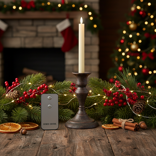 Set of 4 Cream Dinner Candle LED Wick