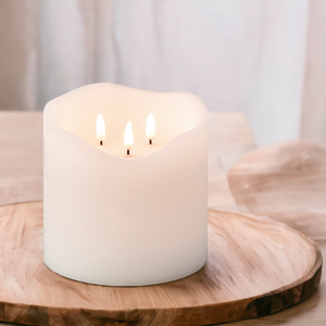White 3 Wick LED Candle 15cm
