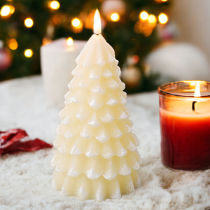 Cream Christmas Tree Candle LED 22cm