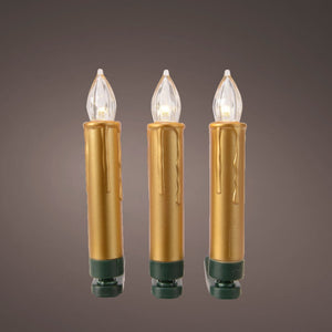 10 Gold Clip On LED Candles