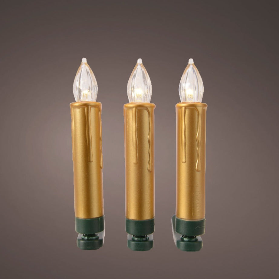 10 Gold Clip On LED Candles