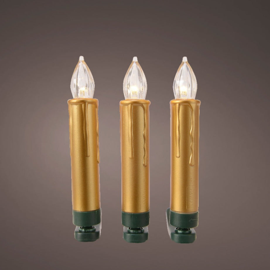 10 Gold Clip On LED Candles