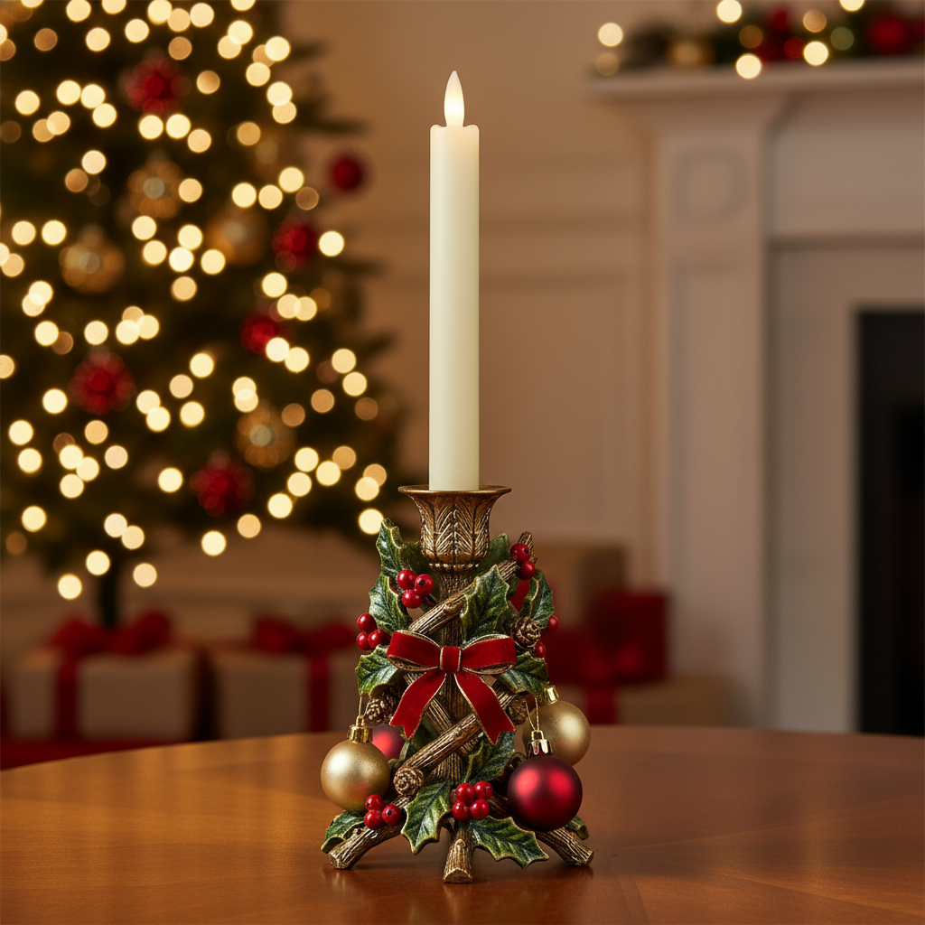 A single cream colored candle with a rustic finish and a wave top shape, battery operated with a warm white LED wick.