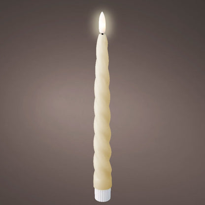 Set of 2 Cream Twisted Dinner Candles LED