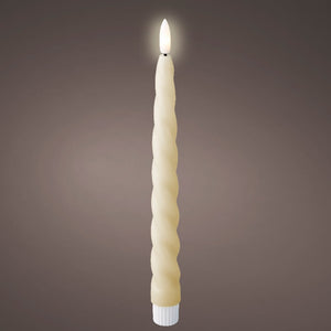 Set of 2 Cream Twisted Dinner Candles LED