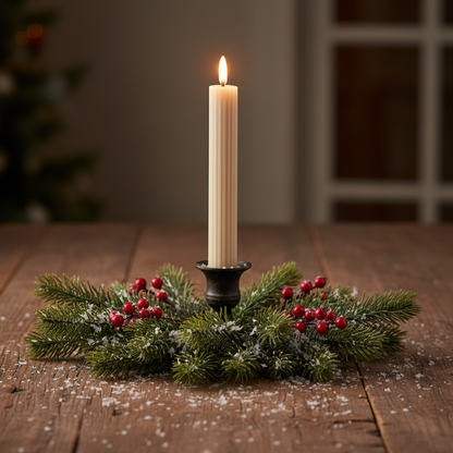 Set of 2 Light Grey LED Wick Carved Wax Dinner Candle