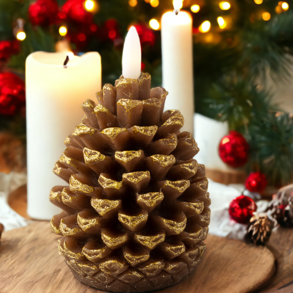 Pinecone LED Wick Candle 11cm