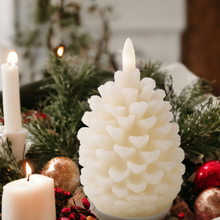 Load image into Gallery viewer, Cream Pinecone LED Candle 15.6cm
