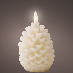 Cream Pinecone LED Candle 11cm