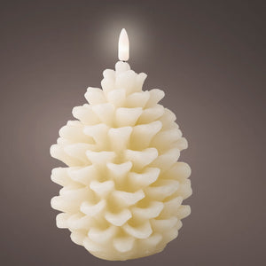 Cream Pinecone LED Candle 15.6cm