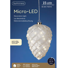 Load image into Gallery viewer, Lumineo Micro LED 21cm Frosted Pinecone Decoration
