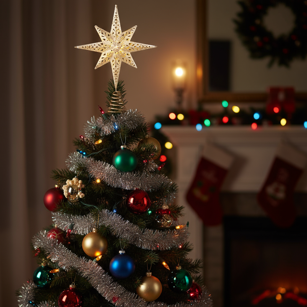 Golden Star LED Christmas Tree Topper