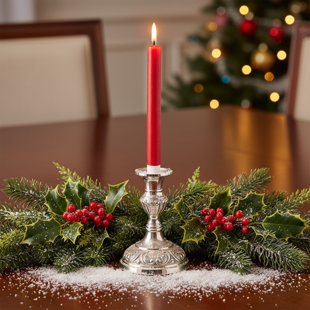 Set of 2 Red Flat Top LED Wax Dinner Candle