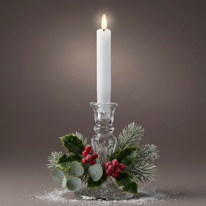 Set of 2 White LED Wick Flat Top Wax Dinner Candle