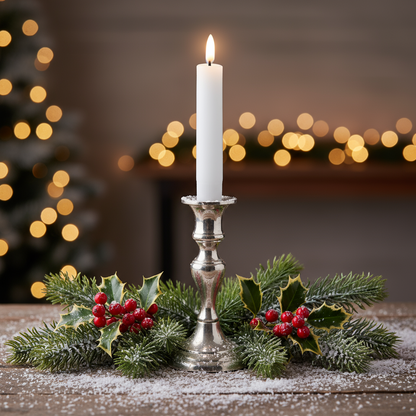 Set of 2 White LED Wick Flat Top Wax Dinner Candle