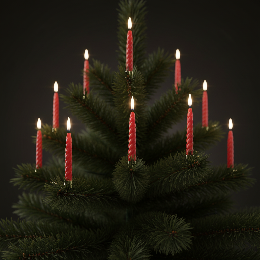 Red Twist Candle Christmas Tree Lights Set of 10