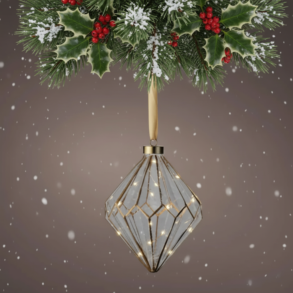 Lumineo Micro LED Gold Pattern Diamond Christmas Decoration