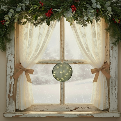 Lumineo Micro LED 14cm Green Glass Ball Christmas Decoration