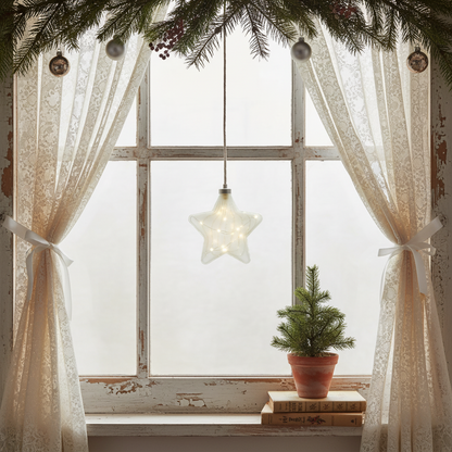 Lumineo Micro LED 20cm Green Glass Christmas Star Decoration