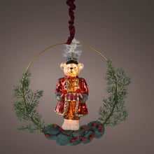 Load image into Gallery viewer, Lumineo LED Glass Nutcracker Teddy Hanging Wreath

