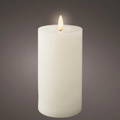 White LED Wick Flat Top Wax Christmas Candle 15cm x 7cm
