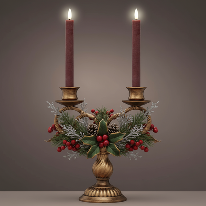 Set of 2 Oxblood Flat Top LED Wax Dinner Candle