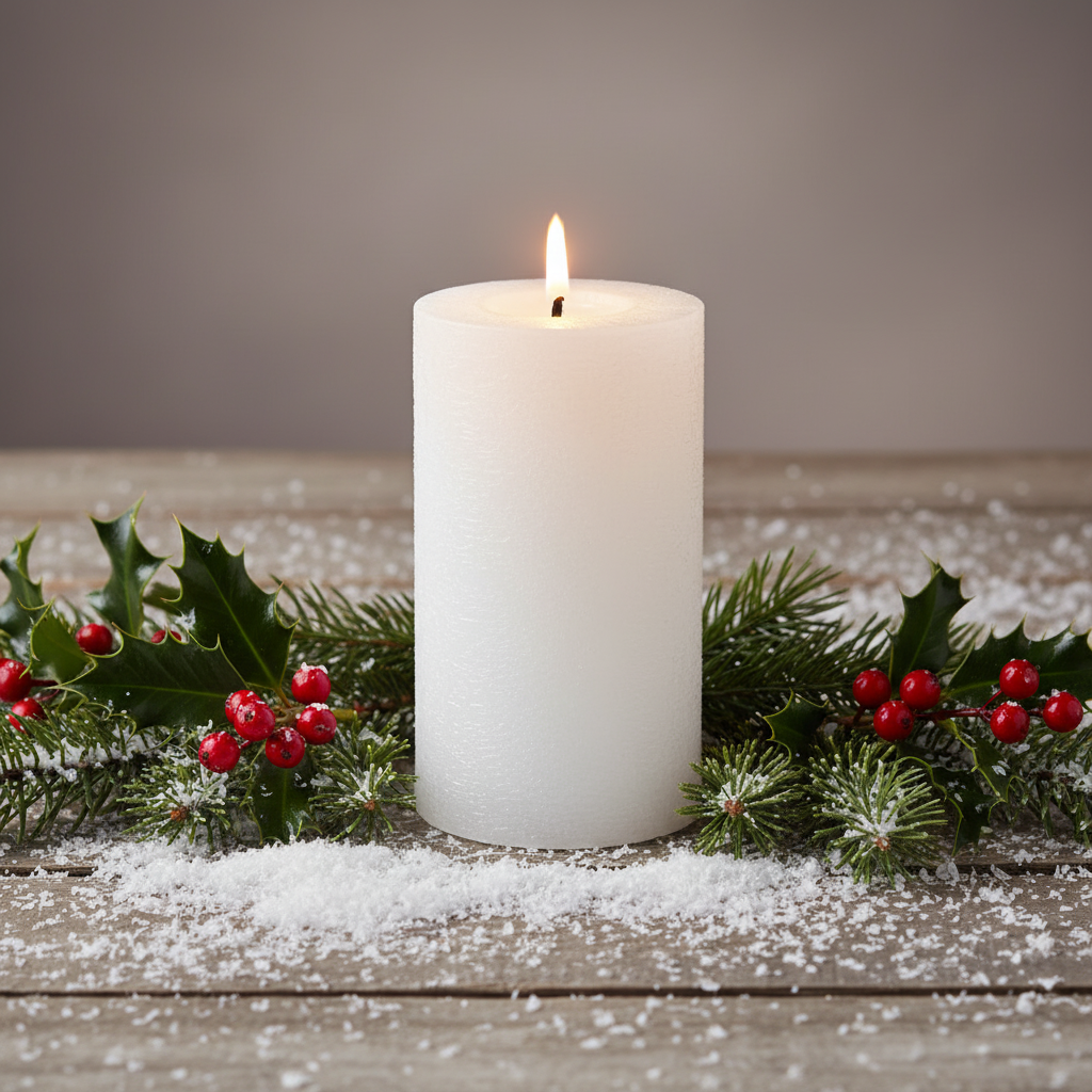 Silver LED Wick Flat Top Christmas Candle 15cm