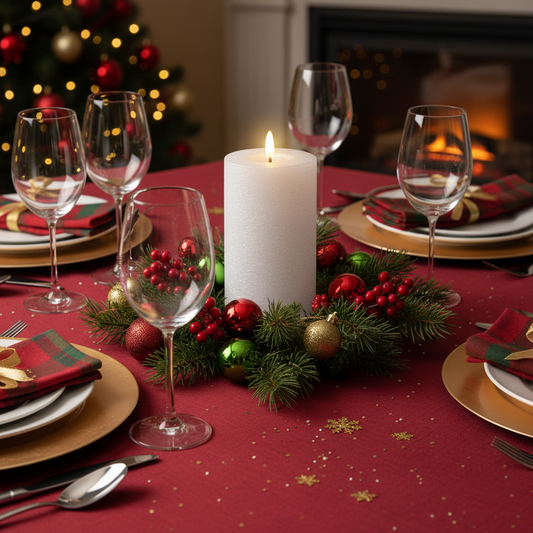 Silver LED Wick Flat Top Christmas Candle 15cm