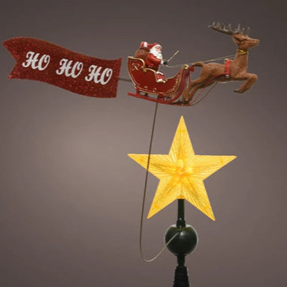 Star Tree Topper with Moving Santa and Reindeer