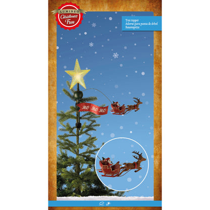 Star Tree Topper with Moving Santa and Reindeer
