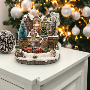 Christmas Village Scene with Moving Train
