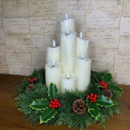 7 Piece Vintage Style Melted Edge Wax Christmas Candles