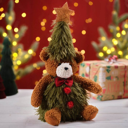 Christmas Tree Sitting Bear with Star