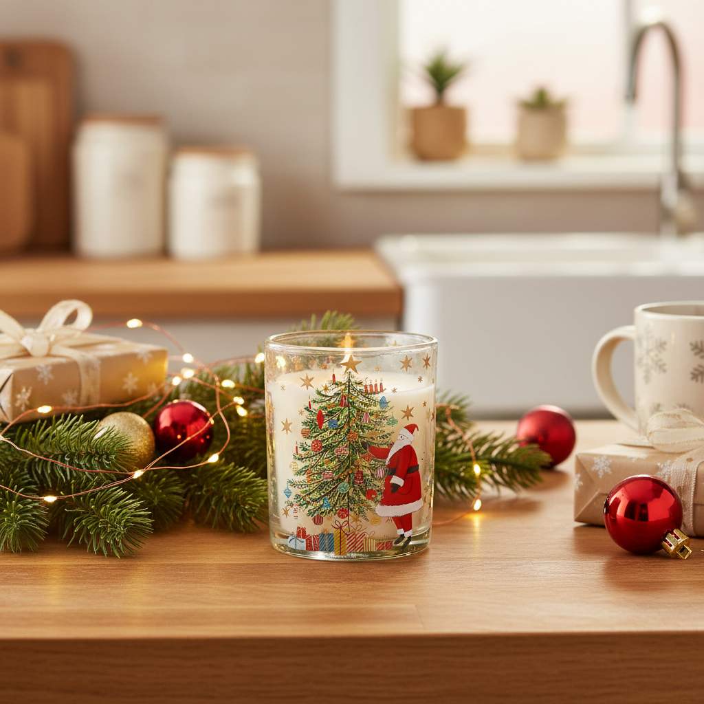 Nostalgia Santa and Tree Design Scented Christmas Candle