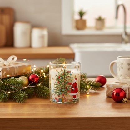 Nostalgia Santa and Tree Design Scented Christmas Candle