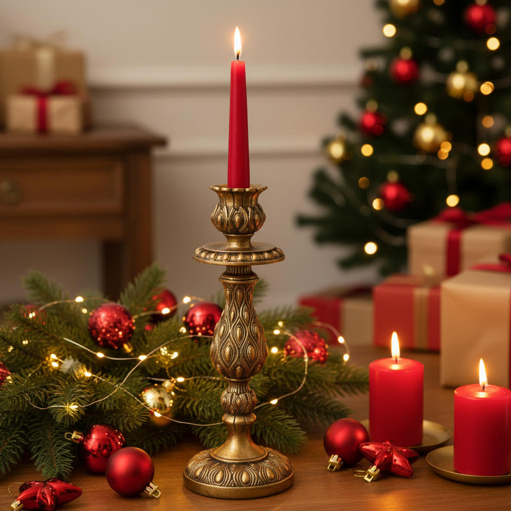 Gold Peacock Pattern Candlestick Holder