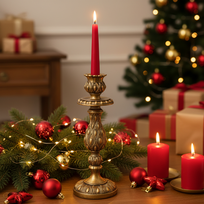 Gold Peacock Pattern Candlestick Holder