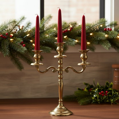 Gold 3 Branch Christmas Candelabra