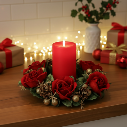Red Rose Christmas Candle Ring