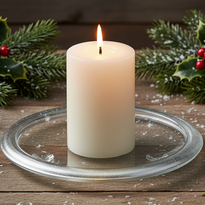 Silver Glass Candle Plate
