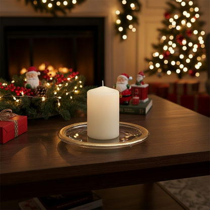 Gold Glass Christmas Candle Plate