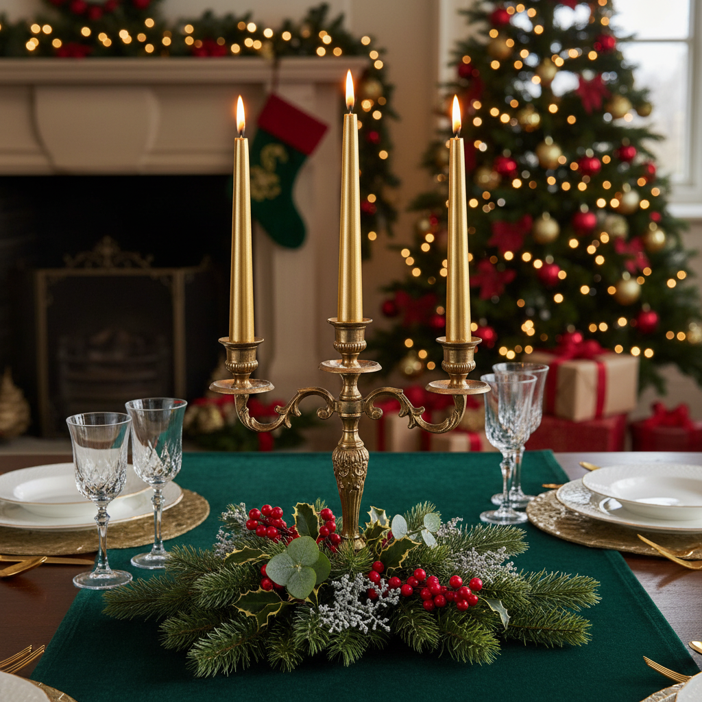 Box of 4 Metallic Gold Taper Dinner Candles