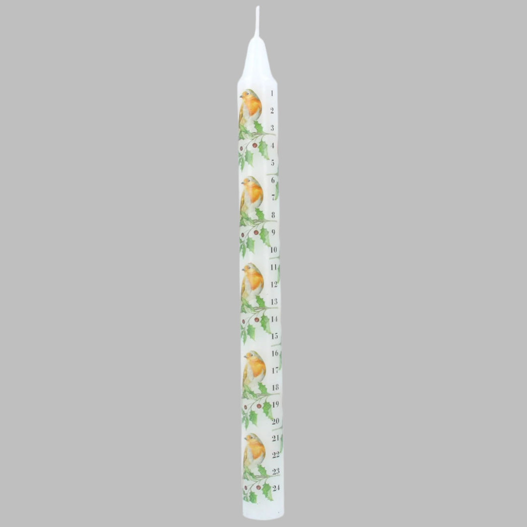 Robin and Holly Design Christmas Advent Candle