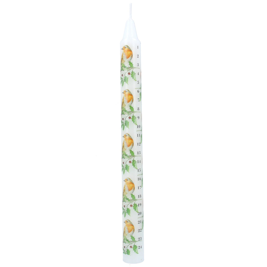 Robin and Holly Design Christmas Advent Candle