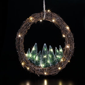 Rattan Hanging Bristle Tree Wreath 36cm