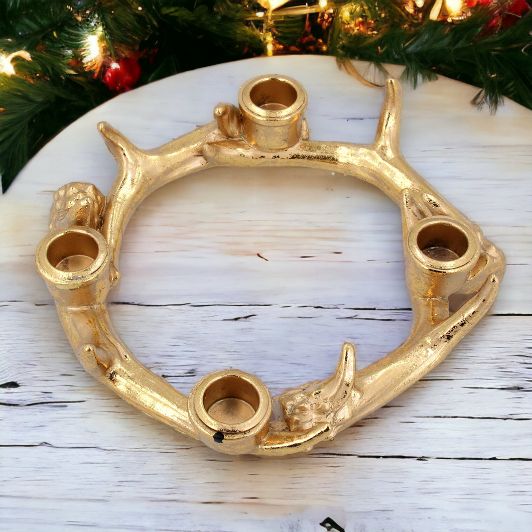 Gold Stag Antler Ring Candle Holder