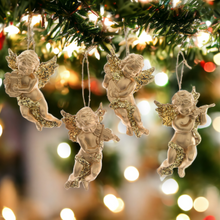 Load image into Gallery viewer, Set of 4 Gold Cherub Hanging Decorations
