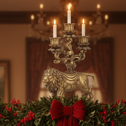 Gold Lion Vintage Style Christmas Candelabra