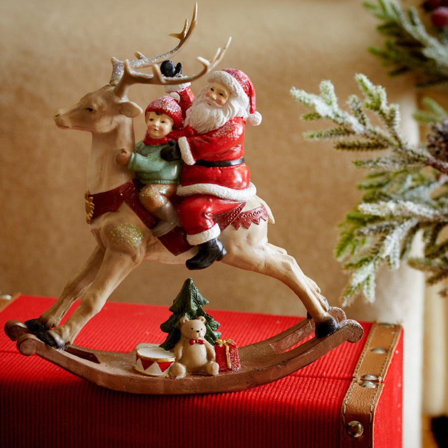 Santa and Child on Rocking Reindeer Decoration